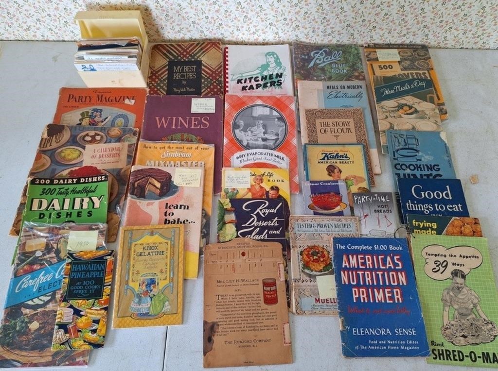 Cookbooks & Recipe Card Box, Vintage