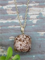 GENUINE STONE PENDANT ON CHAIN NECKLACE ROCK STONE