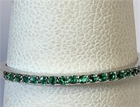.925 Silver Green Emerald Ring Sz 8   A