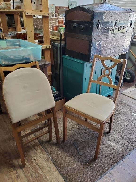 2 Vtg. Wooden Folding Chairs