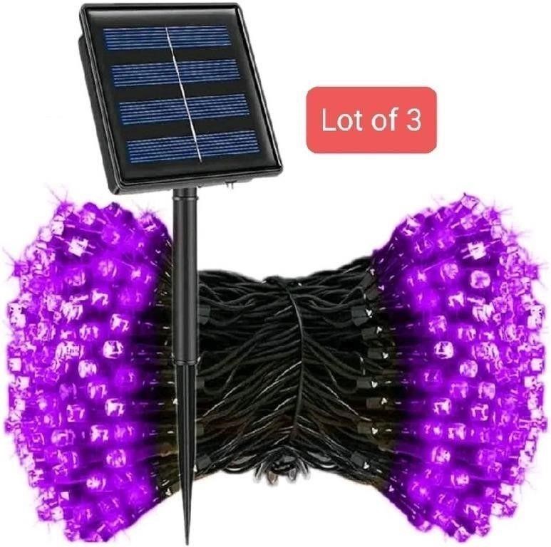 Lot of 3 - Solar Fairy Lights, 100 LED String Ligh