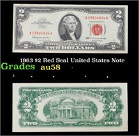 1963 $2 Red Seal United States Note Grades Choice