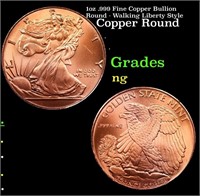 1oz .999 Fine Copper Bullion Round - Walking Liber