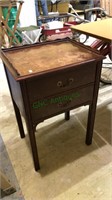 Mahogany two drawer sewing stand with a pullout