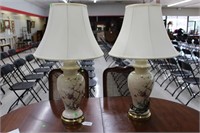 2 Lamps Cream Color with Flowers