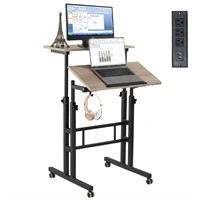 Hadulcet Mobile Standing Desk with Charging Stati