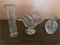 Crystal vases and compote (swirl design)