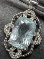 $5000 10K  Genuine Aquamarine(6.72ct) Diamonds(0.2