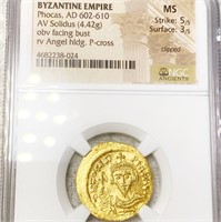 AD 602-610 Byzantine Empire Gold Solidus NGC - MS