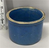 Small antique blue glaze crock no cracks