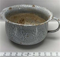 Antique enamel chamber pot