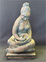 Vintage handmade clay woman sculpture