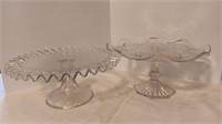 . (2) 9” Clear Pattern Glass Tort Stands!
