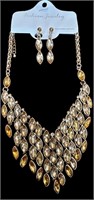 Gold Tone Necklace & Earrings Set