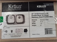 Kraus 32 Double Bowl Stainless Steel Kitchen Sink