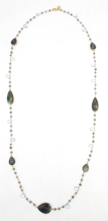 (KC) Sterling Silver Topaz & Laboradorite Necklace