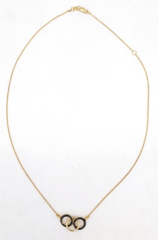 (KC) Sterling w Rose Gold Tone Sapphhire Necklace