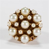 VINTAGE 14K GOLD AND PEARL LADY'S RING, marked