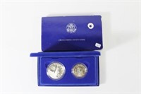 1986 PROOF LEBERTY SILVER DOLLAR AND HALF W BOX