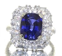 14kt Gold 5.09 ct Sapphire & Diamond Ring