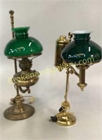 2 Adjustable Brass Student Oil Lamps