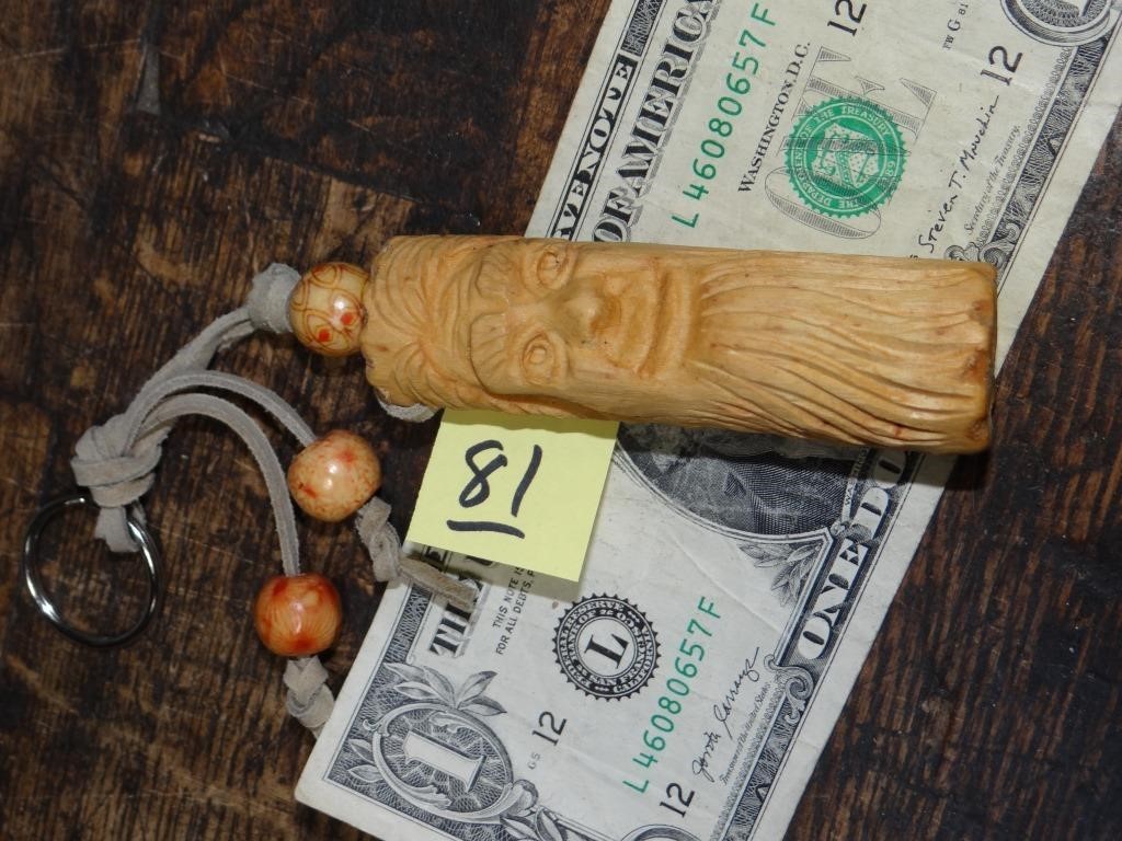 Wood Hand Carved Keychain