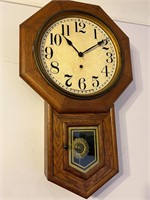 Antique Sessions Schoolhouse Clock As Is