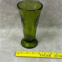 Vintage Indiana Glass Green Harvest  Vase