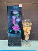 fiber optic flowers & sea shell gel candle