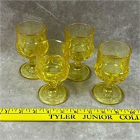 4 Vtg Indiana Glass Kings Crown Yellow Juicers