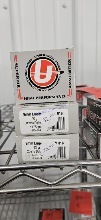 3-Underwood ammo
9mm luger 90 grain
 ONE MONEY