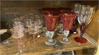 Glass lot - cordials, ruby and clear water