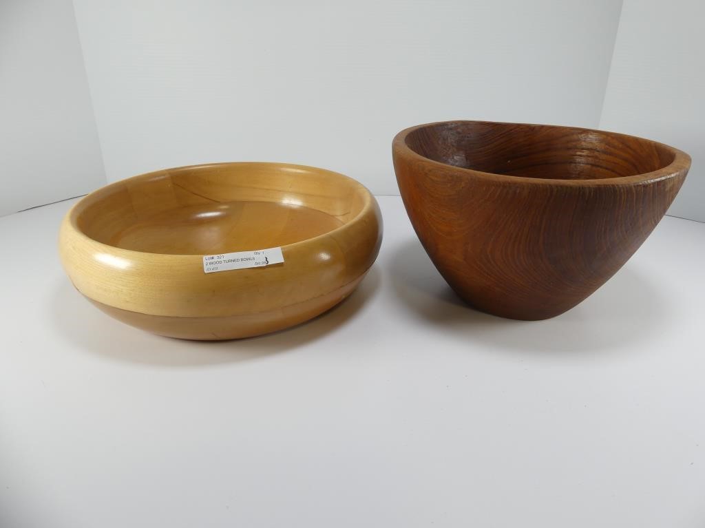 2 WOOD TURNED BOWLS