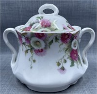 Bavarian Pink and White Floral Creamer and Sugar