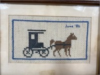 Amish Carriage Needle Point Wall Hanging