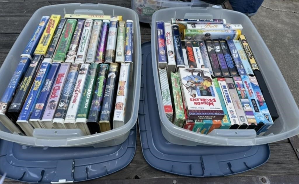 2 Totes of VHS w/ Lids