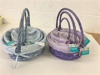 6 New Lined Easter Baskets 3 Sizes