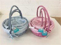 6 New Lined Easter Baskets 3 Sizes