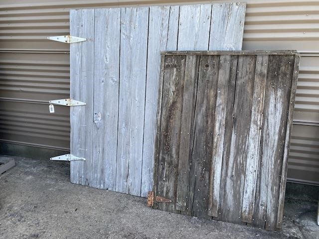 2 Wood Barn Doors, 74x67.5" 59.25x45"
