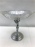 Art Deco Chrome Compote 7-1/4"