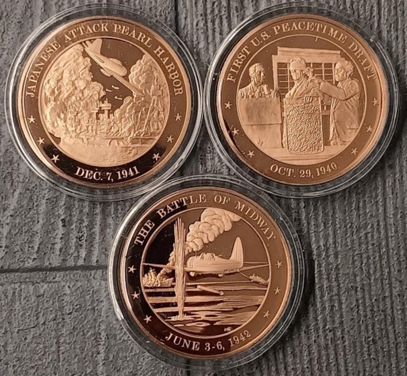 (3) Bronze US History Tokens #2