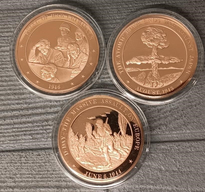 (3) Bronze US History Tokens #1