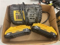 2 - 3AMP DEWALT 20V BATTERIES AND CHARGER