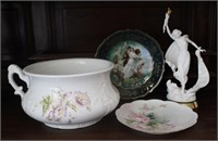 Vintage Misc. China Dishes w/ Porcelain Figure