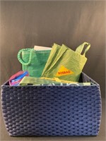 Large handled  basket with group of reusable