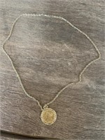 14K Gold Chain w/ 1873 Gold Coin Pendant