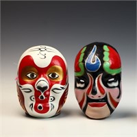 Two vintage Korean paper mache masks