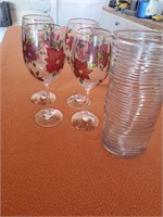 4 Large Wine Glasses and Vase