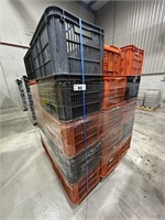Pallet of 30 Plastic Stackable Storage/Tote Bins