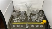 Crystal Pressed Glass Vase, Bowl, Candle Stick
